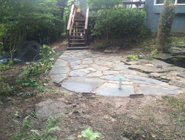 before-after project rustic patio on flagstone