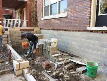 Custom Garage with Fire pit and New Stone Porch,