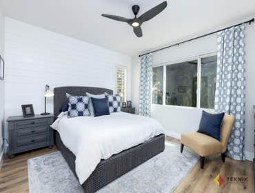 Spa Style Master Bed & Bath This couple has plenty of space available in their master suite, but the layout, old finishes and poor lighting made it fee