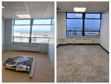 Office Remodel. Small office remodel. Paint, trim, Floor,
