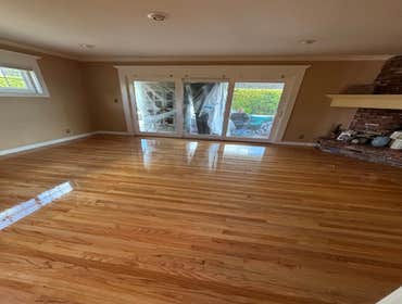 Photos by Floormasters & Design #1 Hardwood floor sanding and refinishing with some repairs.