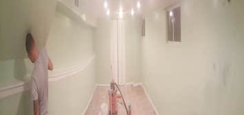 Photos from Savala Construction, Inc. Removed drywall with mole, new drywall installed,plaster, also painting. 6 more lectril can lights.