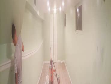 Photos from Savala Construction, Inc. Removed drywall with mole, new drywall installed,plaster, also painting. 6 more lectril can lights.