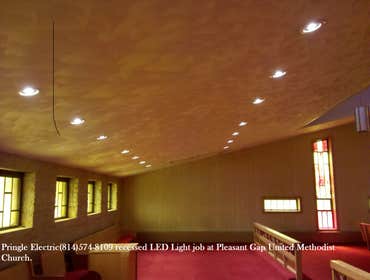 Photo(s) from Pringle Electrical Services United Methodist Church Pleasant Gap Pa 16823 led lighting install back pews