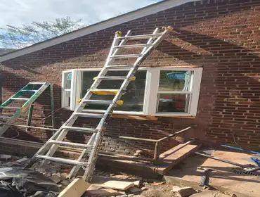 Photos by J.M.R. Contractor LLC #3 in this project we removed the old window and installed 84" brick steel angle and installed the new bay wi