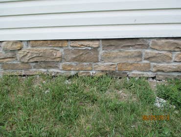 Stone work on home foundation