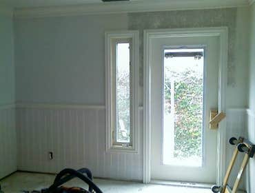 Project photos from Pete Pattynama Kitchen remodel, bath remodel, window exterior door wainscott and chair rail, room addition and whole house remodel,