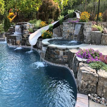 Custom Pool with waterfall in Bucks County, PA
