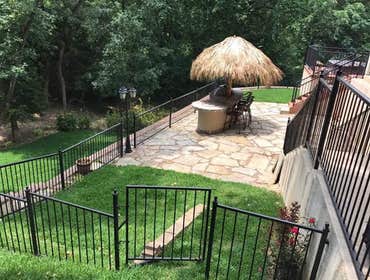 Flagstone patio/sod grass
