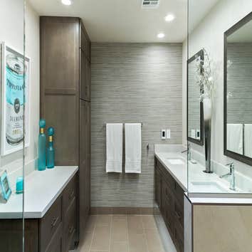 North PHX Master Bathroom Remodel We completed this Master Bathroom Remodel in 2018 for a client in North Phoenix. It features custom cabinetry from Qu
