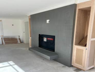 Porcelain slab fireplace facade Custom design porcelain slab fireplace