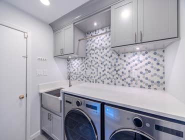 Laundry Room Reno Laundry renovation involves clever design to transform small spaces into beautiful, highly functional space.
For this project we opt