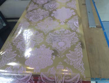 kendall project D&L Wall Design damask foil wallcovering installation
