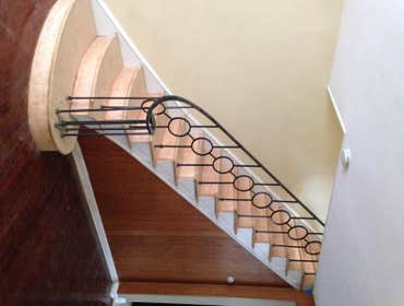 Wood Refinishing This specific job was for 3 rooms and a flight of stairs. We removed the rugs, sanded the floors, stained & sealed the floors, and tou