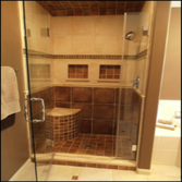 Fiberglass shower surround to tile shower kerdi system York PA Master bath remodel fiberglass tub surround to tile shower with his and hers niches, rad