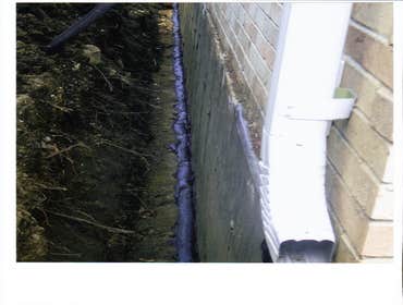 Foundation Waterproofing Outside Pictures show the process of waterproofing basement from outside. The installation process includes installing waterpr