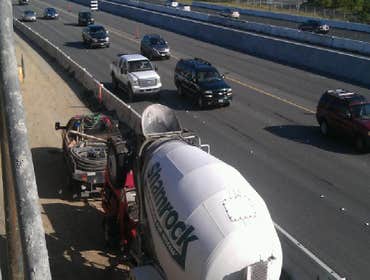 Novato, Ca Project photos from Grove Concrete Pumping Inc Pumping block wall on Hwy 101 South in Novato