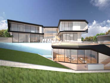Beverly Hills A modern style hillside home 15,000 sf in total with infinity edge pool, master gourmet kitchen, guest wing, spa, salon, man cave, night 
