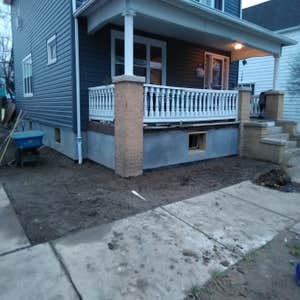 Foundation and French drains I did a French drain, basement windows/frames, foundation and refinished the handrails. Didn't do the siding.