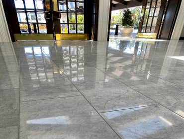 Photos by Marble Specialist #13 Lobby area (complete restoration stain removal, grout cleaning, polish and seal)