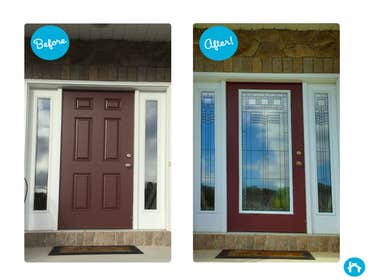 Door Remodel - Decorative Door Glass Completed transform your entryway with decorative door glass inserts. Take an ordinary plain door and add glass to