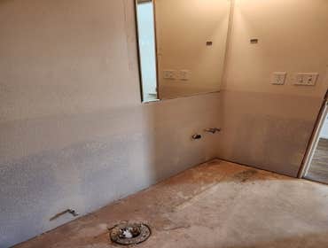 Photos by Ae Drywall Specialist #2 Water damage repair. Removed damaged Sheetrock and replace with new water resistant, tape, mud and match orange peel