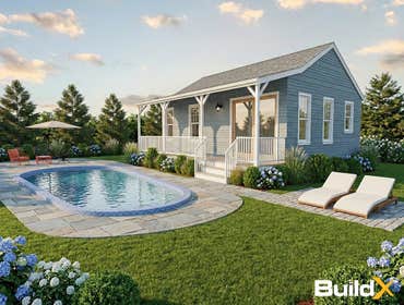 X-10 The Nook ADU The Nook ADU offers 667 GFA in a compact 24′×30′ footprint, featuring 1 bedroom, 1 bath, and a Farmer's Porch. It includes 9′ ceiling