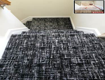 Photos by 99 Carpets LLC #1 Wall to wall carpet installation and Custom stair runners installation.
