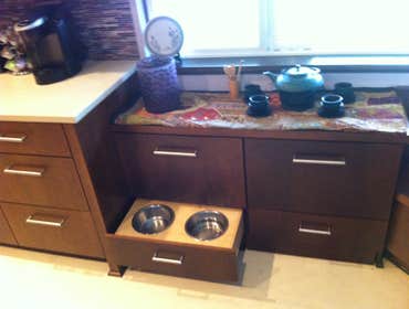 Custom doggie feeding cabinet