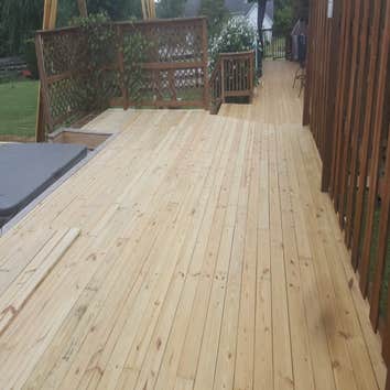 Deck remodeling Remaoval of old deck boards and repair joists.