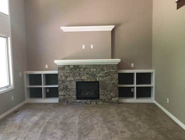 Stone Fireplace with Bookcases