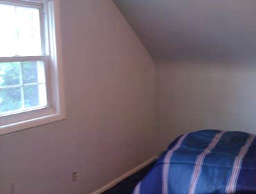 Bedroom Painted bedroom and repaired walls from holes. Paint Blue