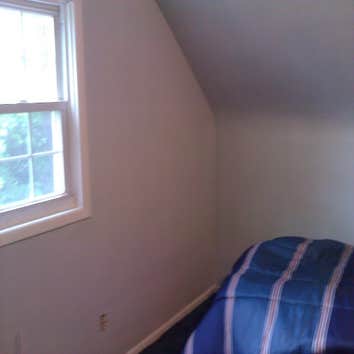 Bedroom Painted bedroom and repaired walls from holes. Paint Blue