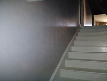 Photos by Oak and Stone Renovations #1 Insurance job. Small electrical fire damaging living room dining room and bath.