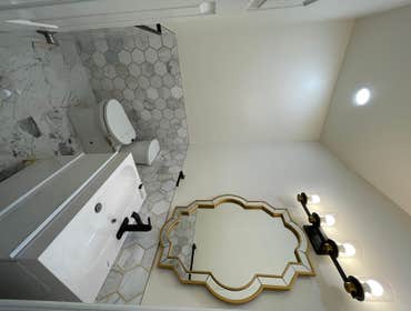 Saratoga Heritage Bathroom 2 This owner hired us to remodel 3 bathrooms and add an addition to his side of the house. Very Beautiful finishes chosen by