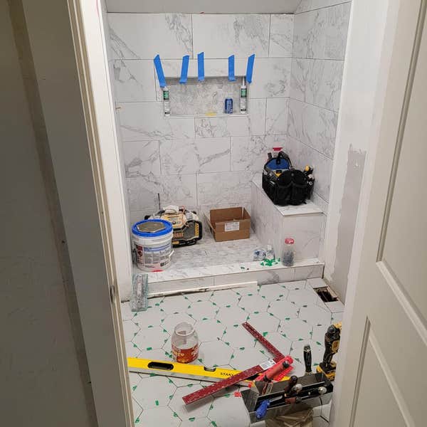Bathroom closet conversion almost done ...