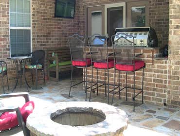 Cedar Garage Door and Backyard Kitchen