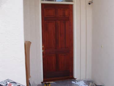 Chris Matthews Painting Project Exterior painting of two-story home and exterior wall fence, staining of deck, stairways and doors. San Diego, CA
