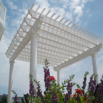 Point Pleasant Pergola A custom pergola constructed with pvc trim stock. Design by Pdr Design