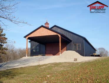 40'W X 60'L X 12'H Speciality Polebarn Building in Shoemakersville, Pennsylvania Project Overview
22′Wx22′L Porch Attached to Gable.
6/12 Pitch Attic 