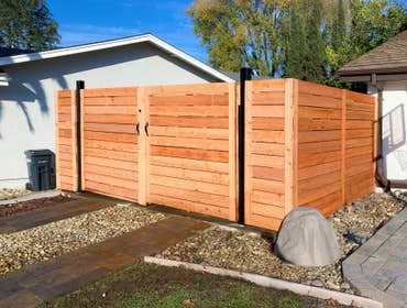 Horizontal Fence with Metal Framed Double Gate