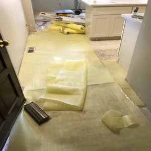 Photos by American Flooring Llc #3 We had to come, prep the flooring. Self level the bumps so the concrete would be flat. Put padding before the...