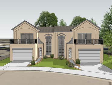 Scott Lane Duplex A custom duplex with five bedrooms total, two kitchens, two fireplaces, two great rooms, and two sets of garages.