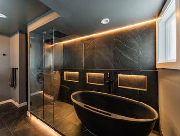 Full Bathroom Remodel Premium tiles, long-lasting countertops, elegant vanities, sustainable fixtures, state-of-the-art shower systems, and opulent bat