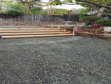 san ramon ave,vallejo. new retaining wall and stamped patio