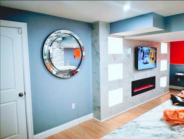 Photos by Modern Edge Contracting llc Modern media wall. Another Basement renovation by Modern Edge Contracting llc