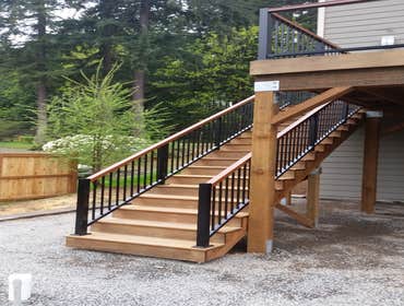 ipe set of steps aluminum railing