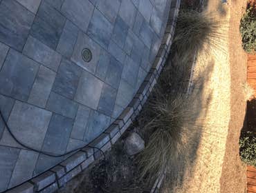 Belgard Catalina Stone Pool Deck with Border Edging We demo'd the exiting concrete pool deck and reinstalled a new Belgard Catalina Stone Pool deck and