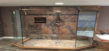 Tile,glass enclosure, fixtures