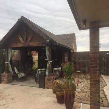 Backyard pool cabana with garage